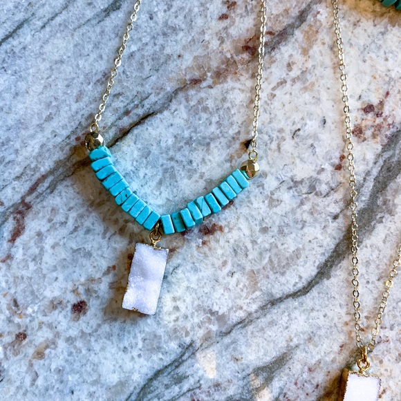 Druzy & Turquoise Necklace - Picture 6 of 13